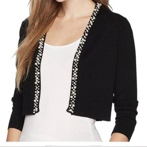 CK black cardigan with pear trim